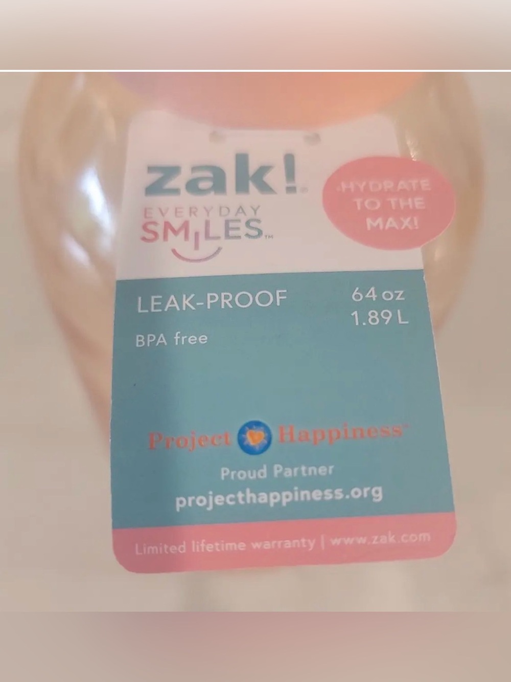 Everyday Smiles Kids Leak-Proof Water Bottle - Peach/Pink 64ox